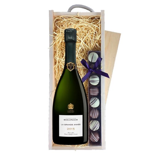 Bollinger Grande Annee 2015 Vintage 75cl & Truffles, Wooden Box